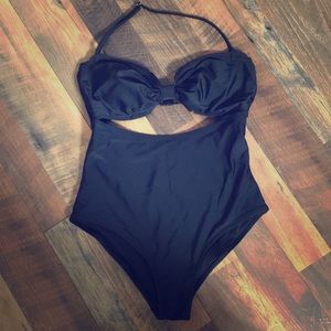 Black one-piece swimsuit